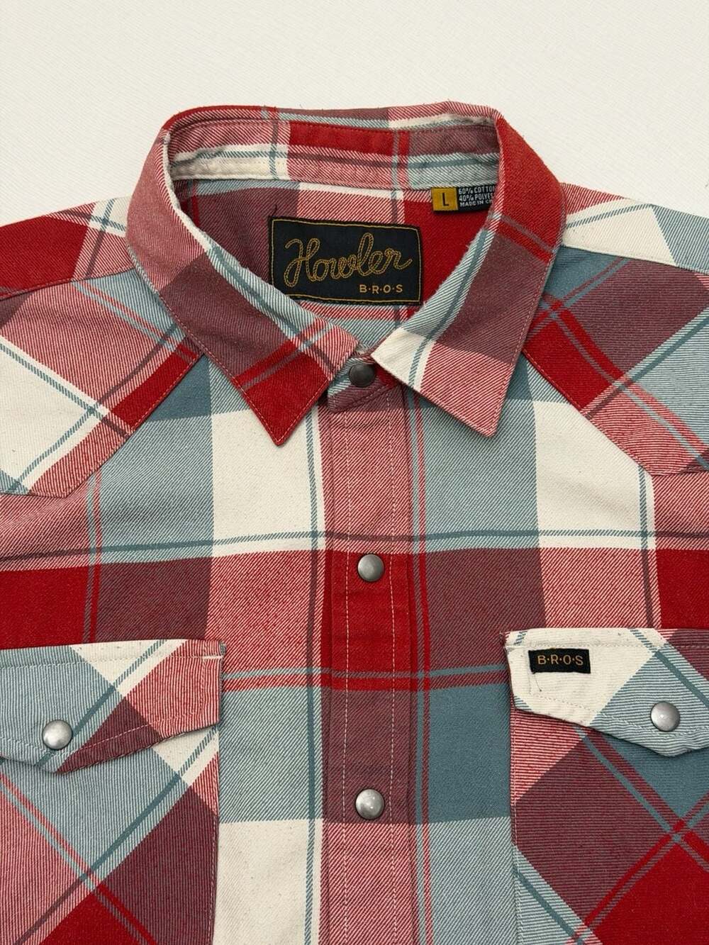 Howler Brothers Plaid Western Metal Snap Long Sleeve Flannel Shirt Large - Picture 4 of 6